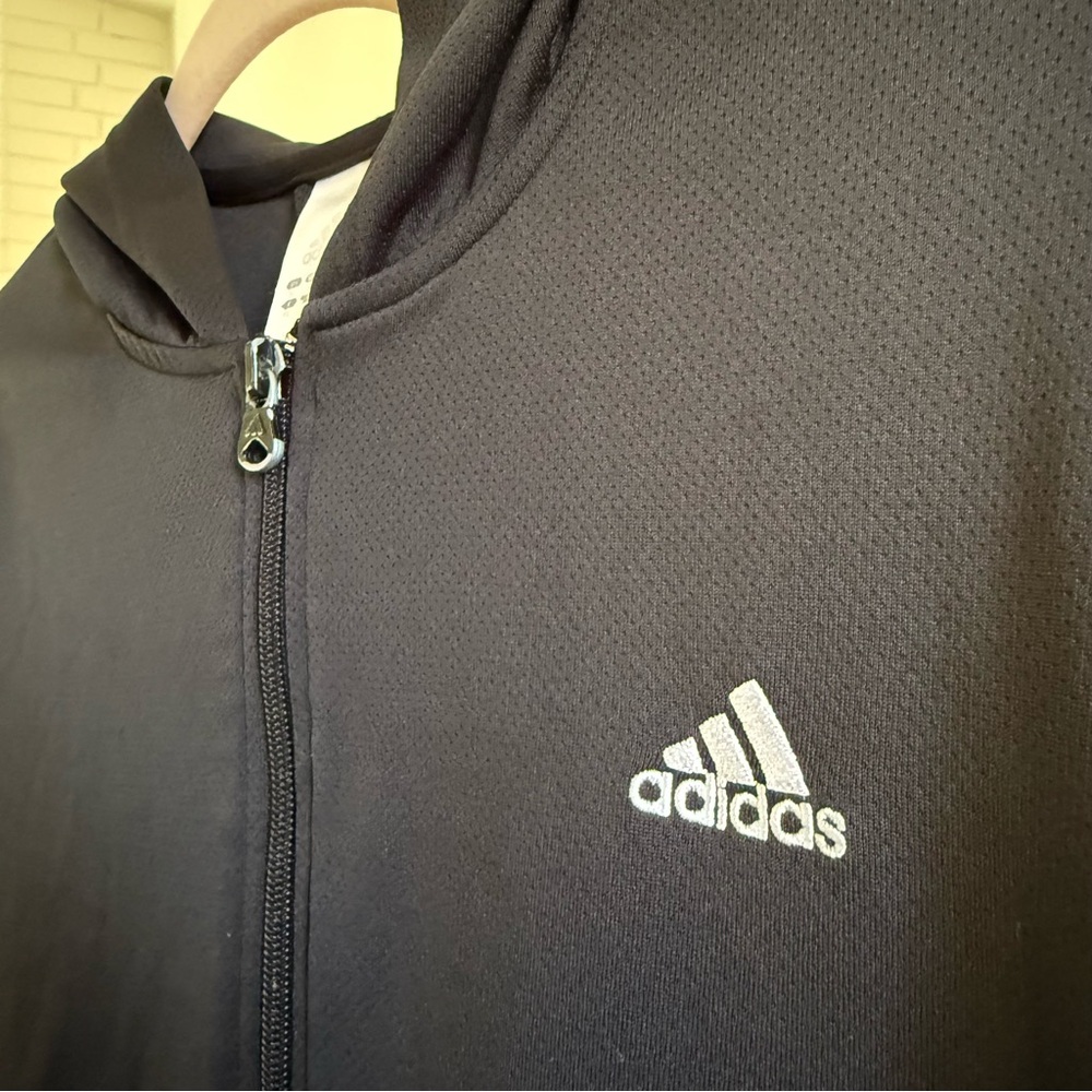 Adidas Women's XL Black 3-Stripes Full Zip Hoodie Jacket Athleisure Streetwear - Picture 3 of 14